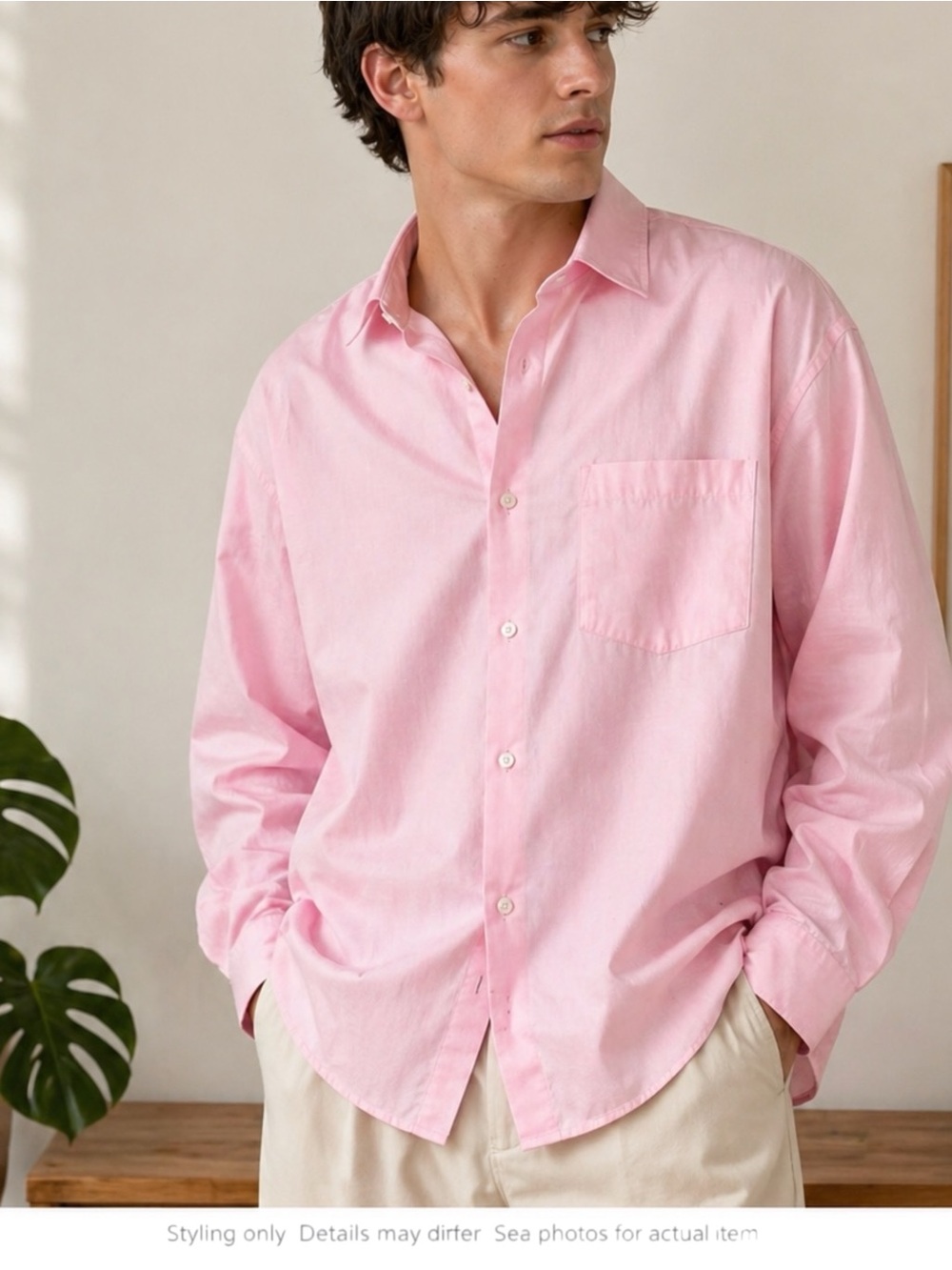 Soft Pink Button Down Shirt Oversized Preppy Minimalist XL